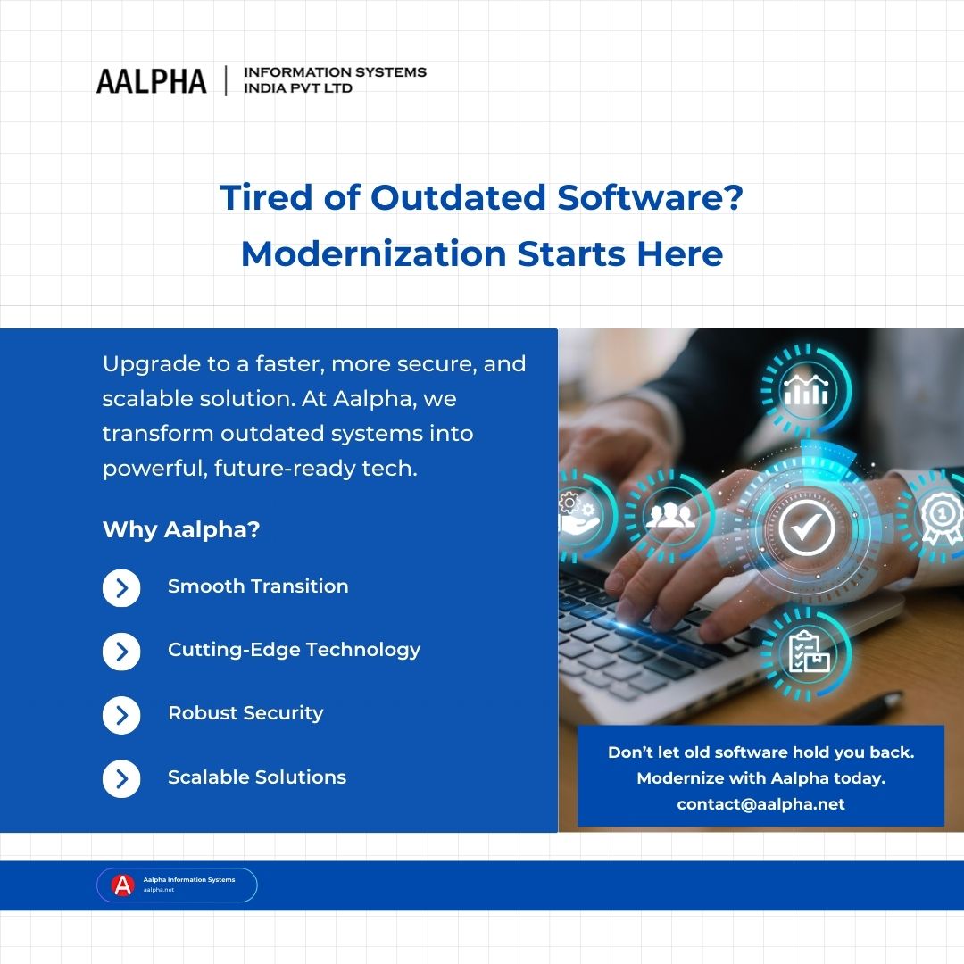 aalphaindia's tweet image. Stuck with old software? Aalpha makes it easy to upgrade to faster, safer, and future-ready tech. Let’s modernize your systems today!

#softwaremodernization