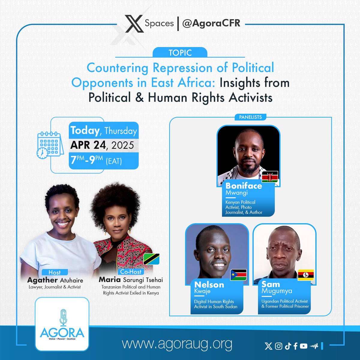 Uganda's Kizza Besigye is in prison. In Tanzania, Tundu Lissu is in Prison.
In South Sudan, Riek Machar is under house arrest.

 Is East Africa still "Together Tunawakilisha"?

Join <a href="/AgoraCFR/">Agora Discourse</a>'s Conversation at 7pm tonight.