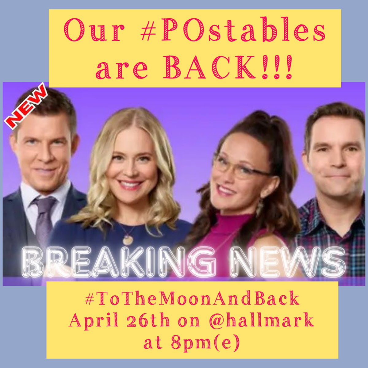 🚨🚨🚨Calling ALL #POstables, #Hallmarkies!! Please tune Sat. 4/26 at 8pm(e) for #SignedSealedDelivered #ToTheMoonAndBack on <a href="/hallmarkchannel/">Hallmark Channel</a>!! 

Despite of the lack of promotion from the network, it’s more important than ever to show our love/support for the show/faithful cast!!