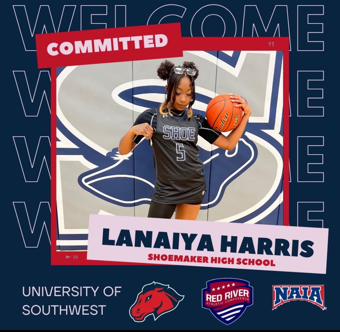 Congratulations to Lanaiya Harris on her commitment to the University of Southwest in Hobbs, NM! #Unitedladyelite #NAIAwomenhoops #Redriverconference