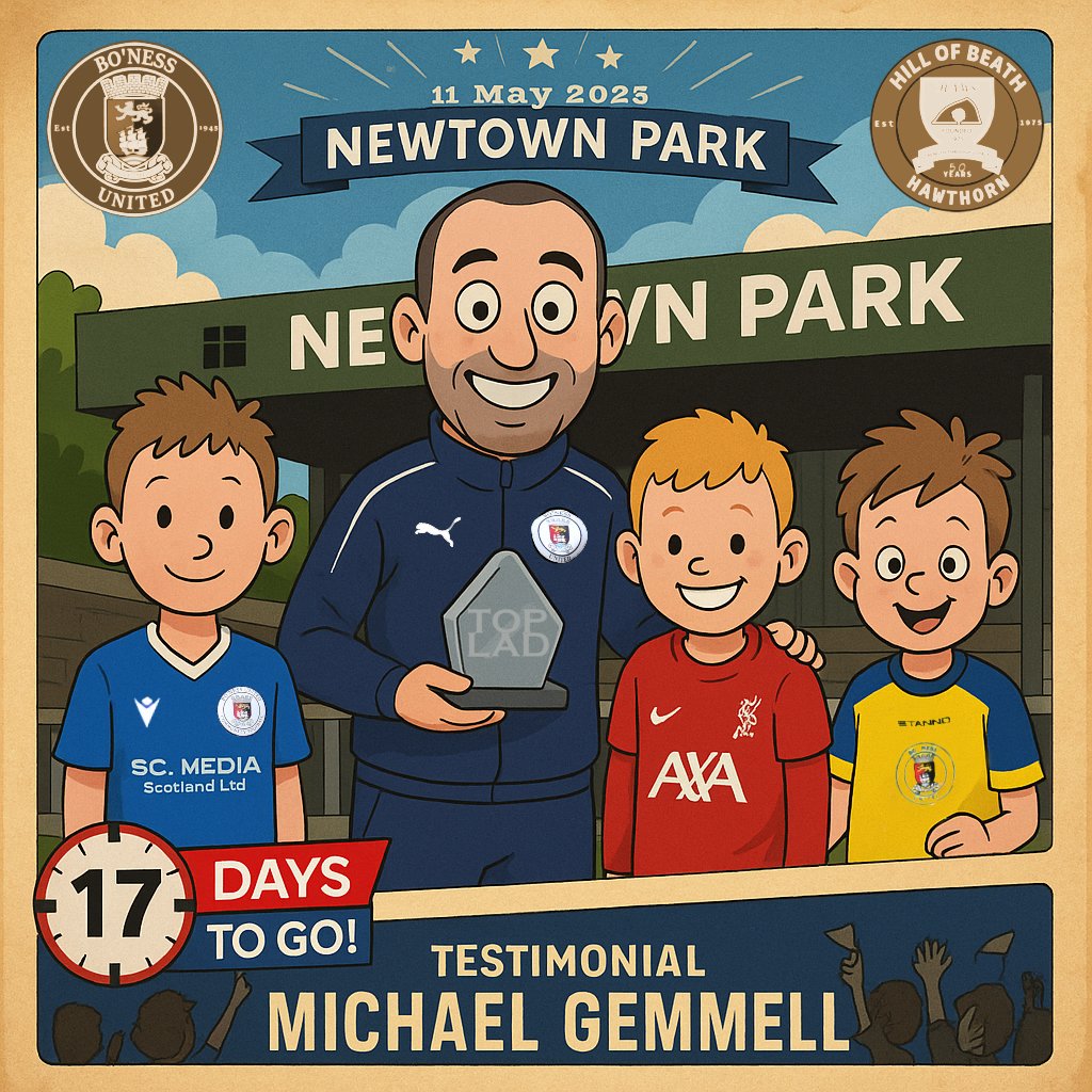 Turnstiles and Terraces (@andterraces) on Twitter photo Not long now til the Testimonial for <a href="/MichaelGemmell2/">Michael Gemmell</a> we are all really looking forward to it.
Newtown Park
<a href="/BonessUnited_FC/">Bo'ness United FC</a> Legends ๐๏ธ <a href="/hawshob/">Hill of Beath Hawthorn FC</a> XI
Sun 11 May - K/O 14:00
Be good to see a decent crowd turn out to celebrate such a hard working player for the club โฝ๏ธ๐ค๐ Not long now til the Testimonial for <a href="/MichaelGemmell2/">Michael Gemmell</a> we are all really looking forward to it.
Newtown Park
<a href="/BonessUnited_FC/">Bo'ness United FC</a> Legends ๐๏ธ <a href="/hawshob/">Hill of Beath Hawthorn FC</a> XI
Sun 11 May - K/O 14:00
Be good to see a decent crowd turn out to celebrate such a hard working player for the club โฝ๏ธ๐ค๐