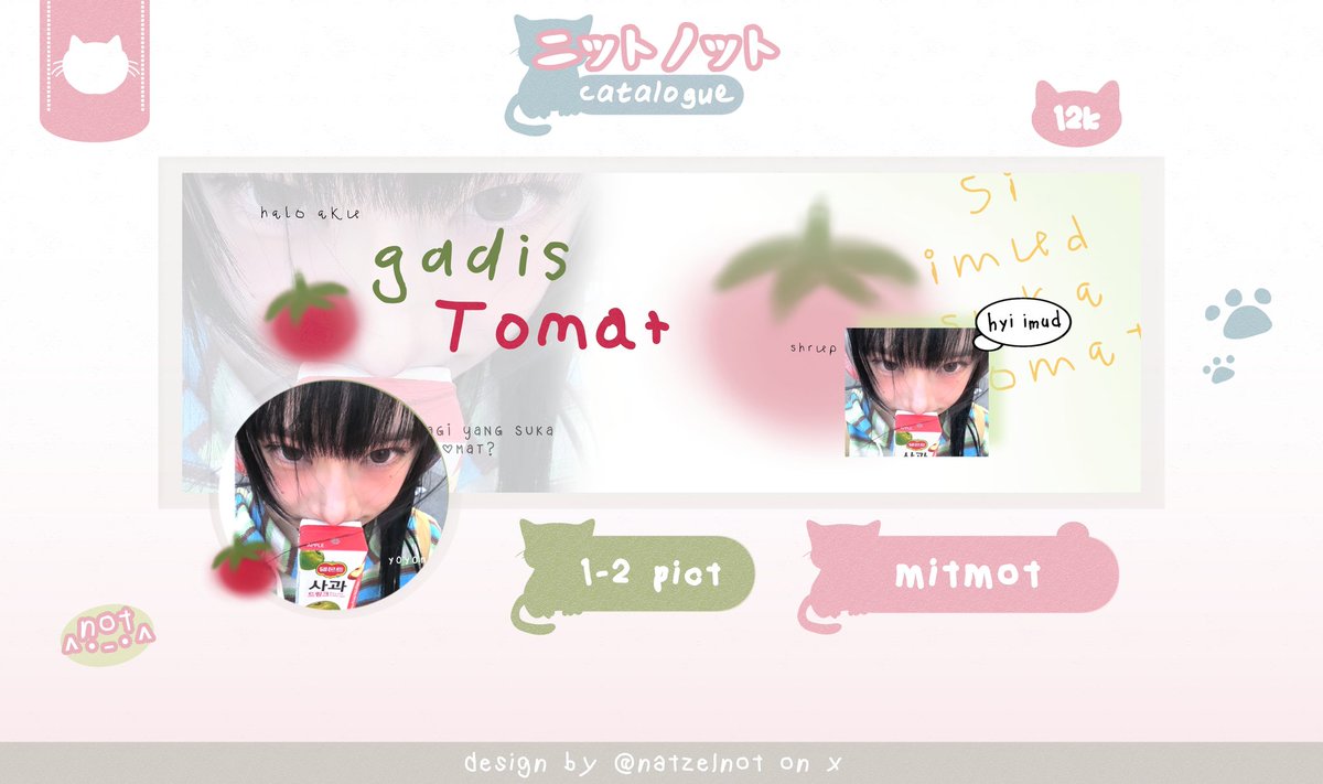 ㅤ 
diminta repost nya ☘️ 👧🏻 

haalo nitnoot menyiapkan lapak jajan untuk katalog "BE MY HEART" dan "MITMOT" dengan DISKON 10% yang mau jajank bisa check alt ya teman teman.

layout #zonauang