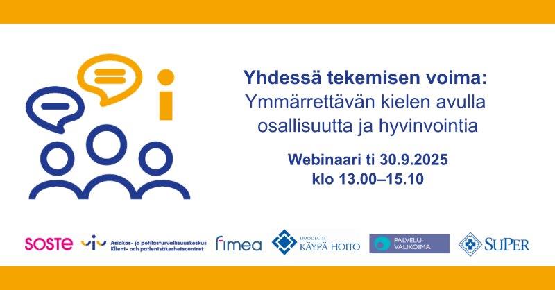 Erja Saarinen (@erjasaarinen) on Twitter photo Ilo järjestää webinaari tärkeästä, itselleni hyvin läheisestä aiheesta, yhdessä <a href="/Fimea/">Fimea</a> <a href="/PALKO_HTA/">Terveydenhuollon palveluvalikoima (PALKO)</a> <a href="/DuodecimFi/">Duodecim</a> <a href="/SuPerLiitto/">SuPer ry</a> <a href="/patkeskus/">Asiakas- ja potilasturvallisuuskeskus</a> Tilaisuus on maksuton ja nyt voi jo ilmoittautua soste.fi/tapahtuma/yhde… <a href="/SOSTE10/">SOSTE Suomen sosiaali ja terveys ry</a> #YmmärrettäväKieli - sillä on valtavasti merkitystä Ilo järjestää webinaari tärkeästä, itselleni hyvin läheisestä aiheesta, yhdessä <a href="/Fimea/">Fimea</a> <a href="/PALKO_HTA/">Terveydenhuollon palveluvalikoima (PALKO)</a> <a href="/DuodecimFi/">Duodecim</a> <a href="/SuPerLiitto/">SuPer ry</a> <a href="/patkeskus/">Asiakas- ja potilasturvallisuuskeskus</a> Tilaisuus on maksuton ja nyt voi jo ilmoittautua soste.fi/tapahtuma/yhde… <a href="/SOSTE10/">SOSTE Suomen sosiaali ja terveys ry</a> #YmmärrettäväKieli - sillä on valtavasti merkitystä