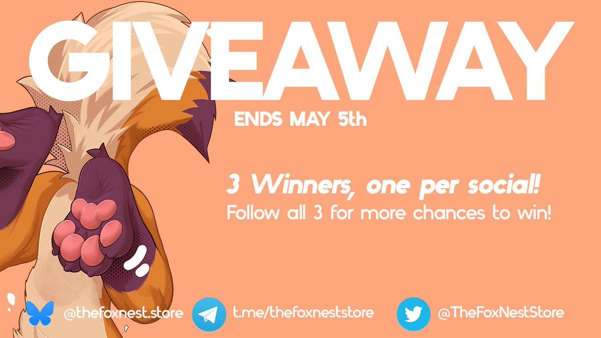 TheFoxNestStore's tweet photo. Giveaway time!

Win anthing from the Paw Drop, 3 Winners, one per social.

Ends May 5th, 6PM CEST.

Following and Joining all socials increase your chance to win!

Rts help a lot!

⬇️⬇️⬇️ https://t.co/rlwSVGJH0n