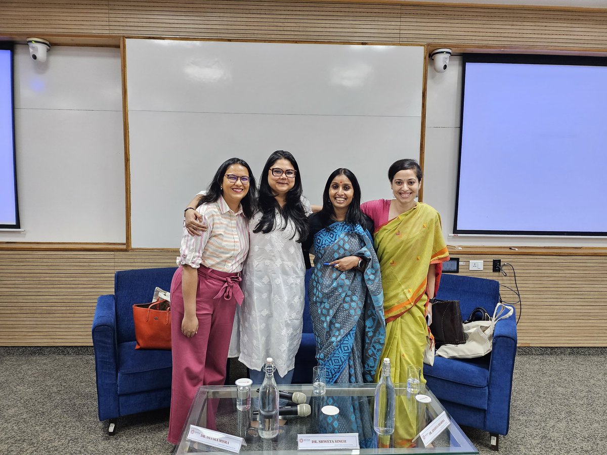 MisraDevika03's tweet photo. Have lovely pictures of continuing the conversation on the awesome @shwets_singh's book at @AshokaUniv set up by our very own &amp; super bright @palakm_

It's an honour to share the podium with your teachers &amp; to watch your students join you on it ! https://t.co/je3hxjdAG2