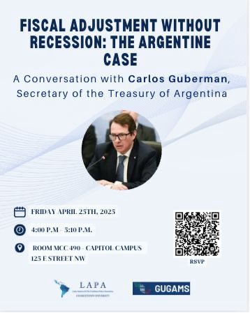CarolaPessino's tweet photo. Mañana gran evento con el Sec. de Hacienda de Argentina Carlos Guberman, arquitecto de la disminución del gasto público con un crecimiento esperado para este año de 5.5%. En la Mc Court School of Public Policy de la Universidad de Georgetown, Capitol Campus https://t.co/wleDSqxpFP