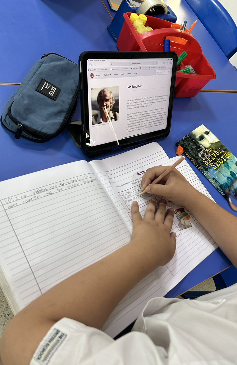 Year 6 #MLLs engaged in author study for their new novel study unit. They examined the author’s background and related it with their History unit on #WW2 to understand and analyse the context in which the story was written. #IanSerralillier #TheSilverSword 
#TBSdelhi