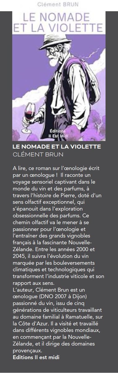 il_midi's tweet image. Un article sur RFO la Revue Française d'Oenologie de Mars 2025
sur LE NOMADE ET LA VIOLETTE de Clément Brun

editionsilestmidi.com/2012237-Le-nom…

#oenologie #vin #olfactif