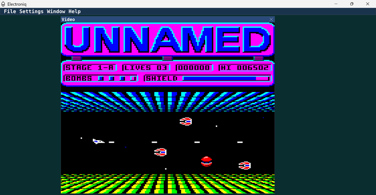 0xC0DE6502's tweet image. Acorn Electron shoot 'em up WIP. Quick screenshot to show the work I've done on the dashboard / status panel at the top of the screen