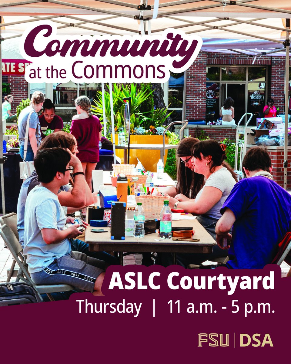 Today is our last day of Community at the Commons in the ASLC courtyard for snacks and activities, 11 a.m. - 5 p.m. Free counseling at the ASLC is available from 8 a.m. - 5 p.m. Senior Toast is tonight from 5 - 7 p.m. at the Civic Center, the clear bag policy is still in place.