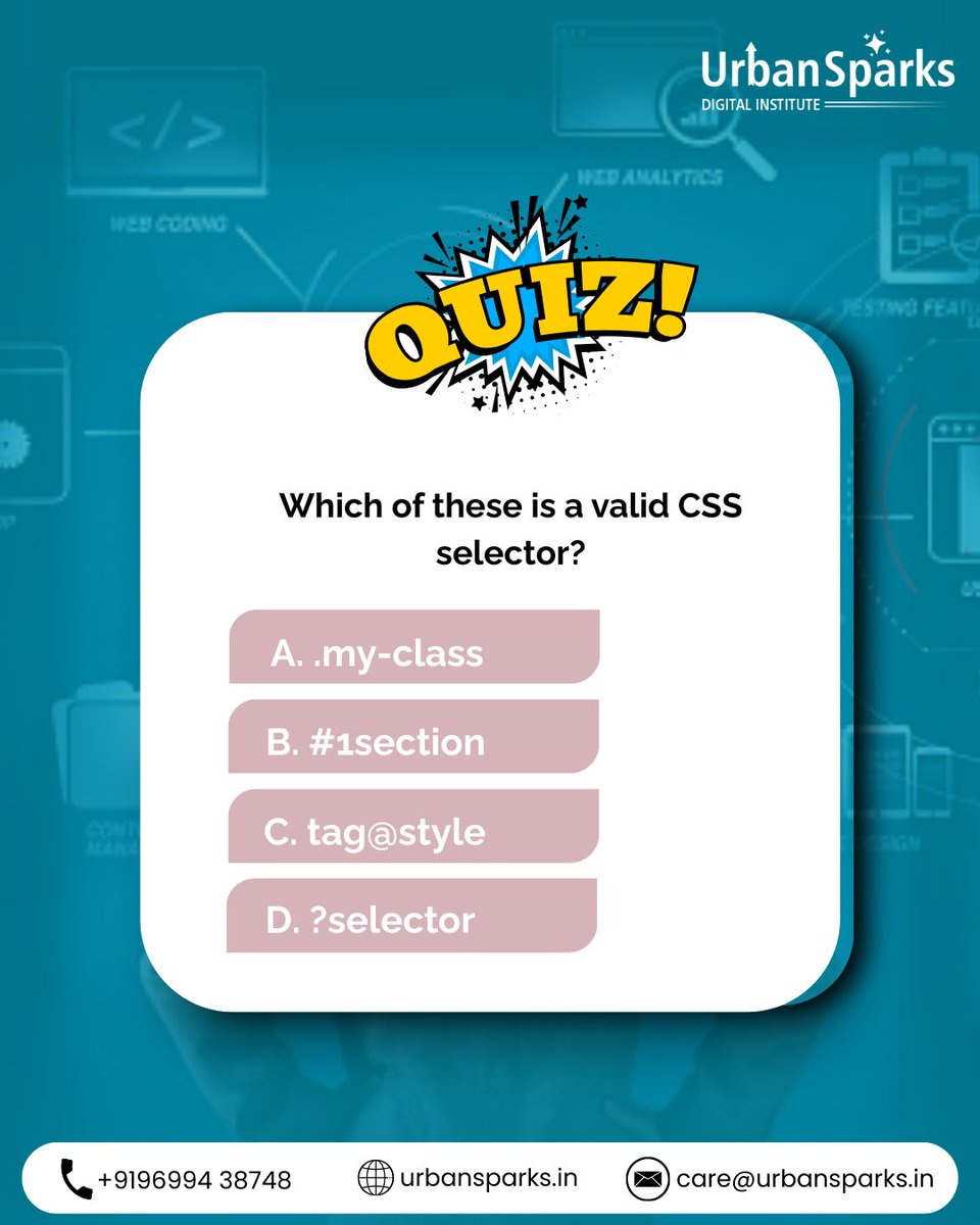 urbansparksd's tweet image. 🎨 Think You Know Web Design? Take the Quiz! 🧠💻
Are you a budding designer or a seasoned pro?
Put your skills to the test with our Web Design Quiz and find out where you stand!

#WebDesignQuiz #UrbanSparks #WebDesigningCourse #Ghatkopar #MumbaiCourses #DesignChallenge