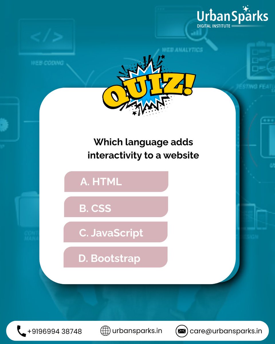 urbansparksd's tweet image. 🎨 Think You Know Web Design? Take the Quiz! 🧠💻
Are you a budding designer or a seasoned pro?
Put your skills to the test with our Web Design Quiz and find out where you stand!

#WebDesignQuiz #UrbanSparks #WebDesigningCourse #Ghatkopar #MumbaiCourses #DesignChallenge