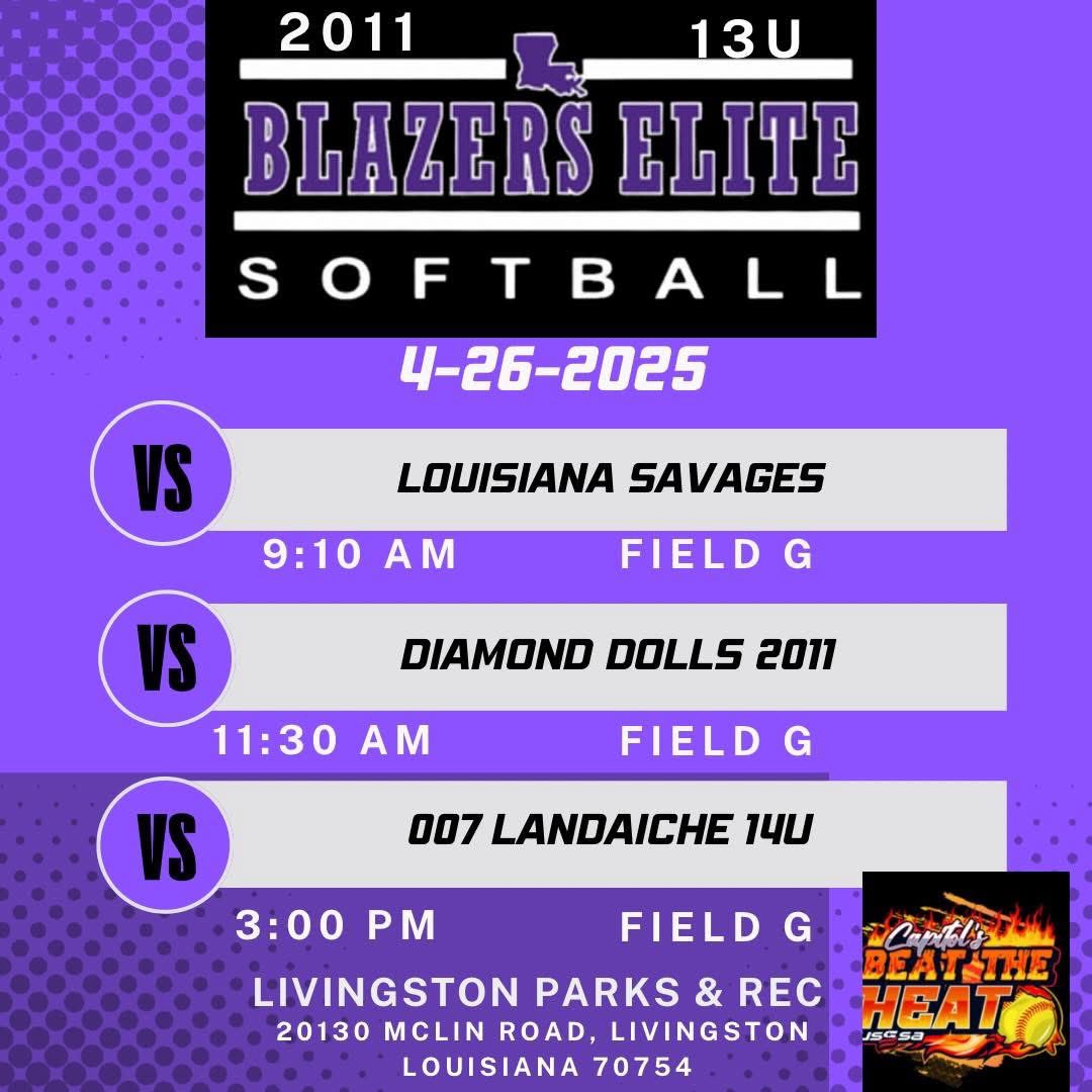 Devyn Pattison 2030 | Catcher | Mid Infield (@devpattison) on Twitter photo Excited for this weekend! Catch us on GameChanger Louisiana BlaZers Elite 13U Purple 💜🖤🥎 <a href="/LegacyLegendsS1/">Legacy & Legends Softball</a> <a href="/SBRRetweets/">Softball Recruiting Reposts</a> <a href="/SoftbalAmerica/">Softball America</a> <a href="/D1Softball/">D1Softball</a> <a href="/ExtraInningSB/">EXTRA INNING SOFTBALL</a> <a href="/MaxPreps/">MaxPreps</a> <a href="/Softball_La/">Louisiana High School Softball</a> <a href="/GeauxPrepsLA/">GeauxPreps.com</a> <a href="/FastpitchFlex/">FastpitchFlex</a> <a href="/TopPreps/">College Coach / College Scout / College Recruiter</a> <a href="/nxt1sports/">NXT 1</a> <a href="/IHartFastpitch/">I❤️Fastpitch</a> <a href="/SoftballHome/">Softball Home</a> Excited for this weekend! Catch us on GameChanger Louisiana BlaZers Elite 13U Purple 💜🖤🥎 <a href="/LegacyLegendsS1/">Legacy & Legends Softball</a> <a href="/SBRRetweets/">Softball Recruiting Reposts</a> <a href="/SoftbalAmerica/">Softball America</a> <a href="/D1Softball/">D1Softball</a> <a href="/ExtraInningSB/">EXTRA INNING SOFTBALL</a> <a href="/MaxPreps/">MaxPreps</a> <a href="/Softball_La/">Louisiana High School Softball</a> <a href="/GeauxPrepsLA/">GeauxPreps.com</a> <a href="/FastpitchFlex/">FastpitchFlex</a> <a href="/TopPreps/">College Coach / College Scout / College Recruiter</a> <a href="/nxt1sports/">NXT 1</a> <a href="/IHartFastpitch/">I❤️Fastpitch</a> <a href="/SoftballHome/">Softball Home</a>