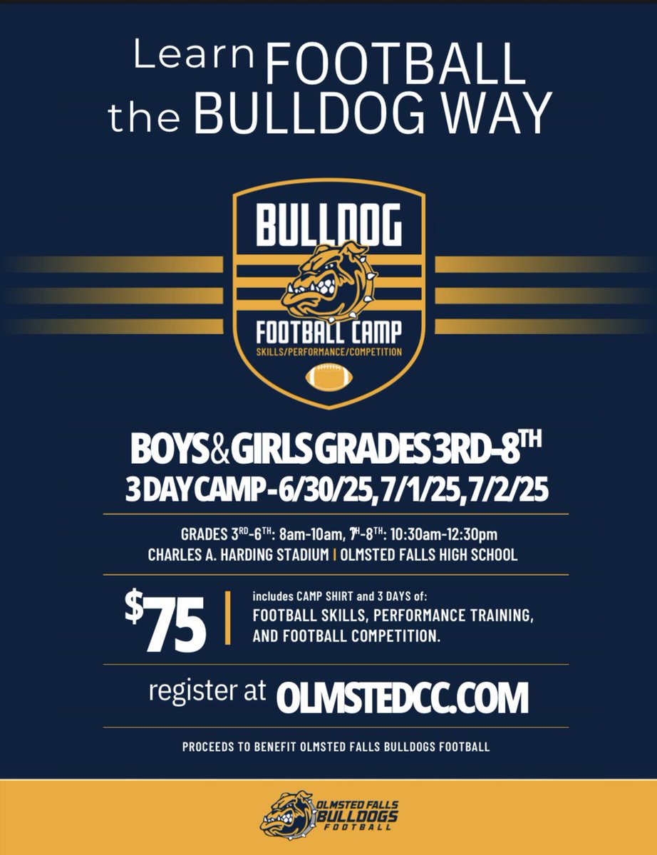 OFfootball1's tweet image. Please register for our Bulldog football youth camp.
occ.recdesk.com/Community/Prog…