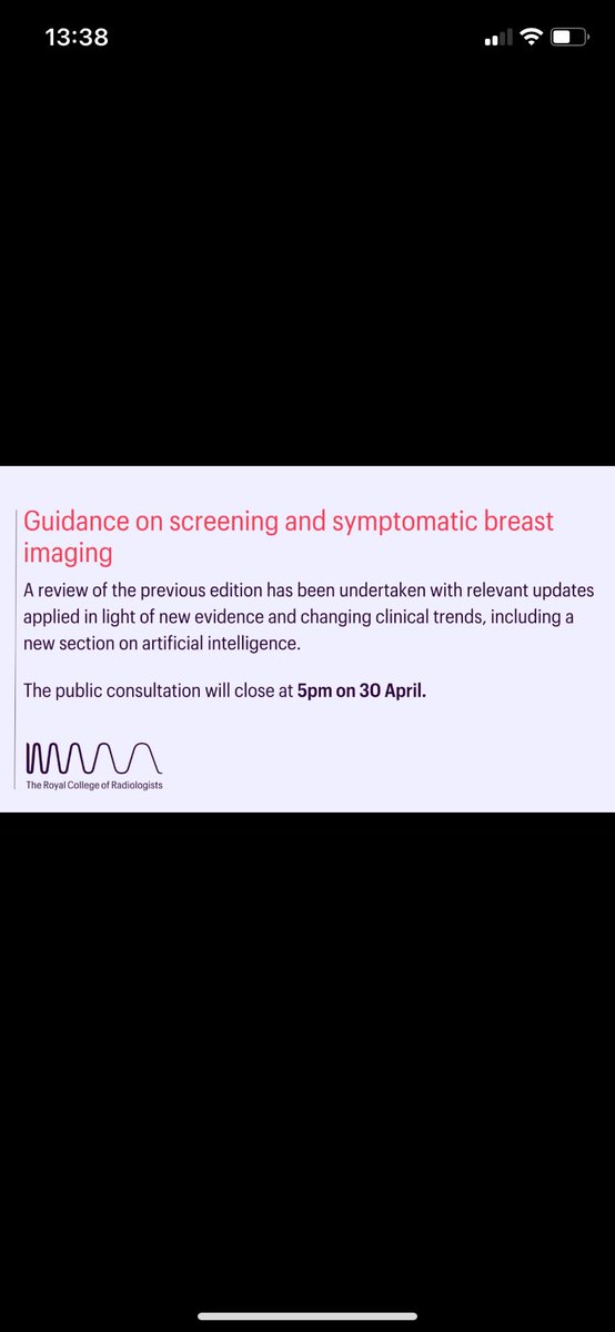 On behalf of the RCR:

Contribute your expertise to our 'Guidance on screening and symptomatic breast imaging' 💡 

rcr.ac.uk/get-involved/c…