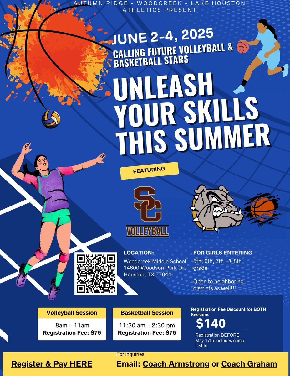 📢📢CALLING ALL GIRLS 5th-8th grade...Looking to fine tune your volleyball and basketball skills this summer?! Check this out!👀
humbleisd.hometownticketing.com/embed/event/37…