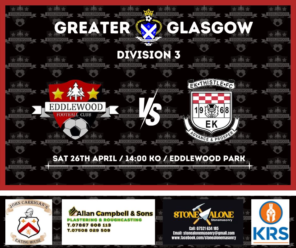 We now gear up for what will be our 3rd game over 7 days and our last home league fixture on Saturday against @ekthistleams

Lost here against our opponents earlier in the season but got our own back running out 4-2 winners at East Kilbride in February 🔴⚫️