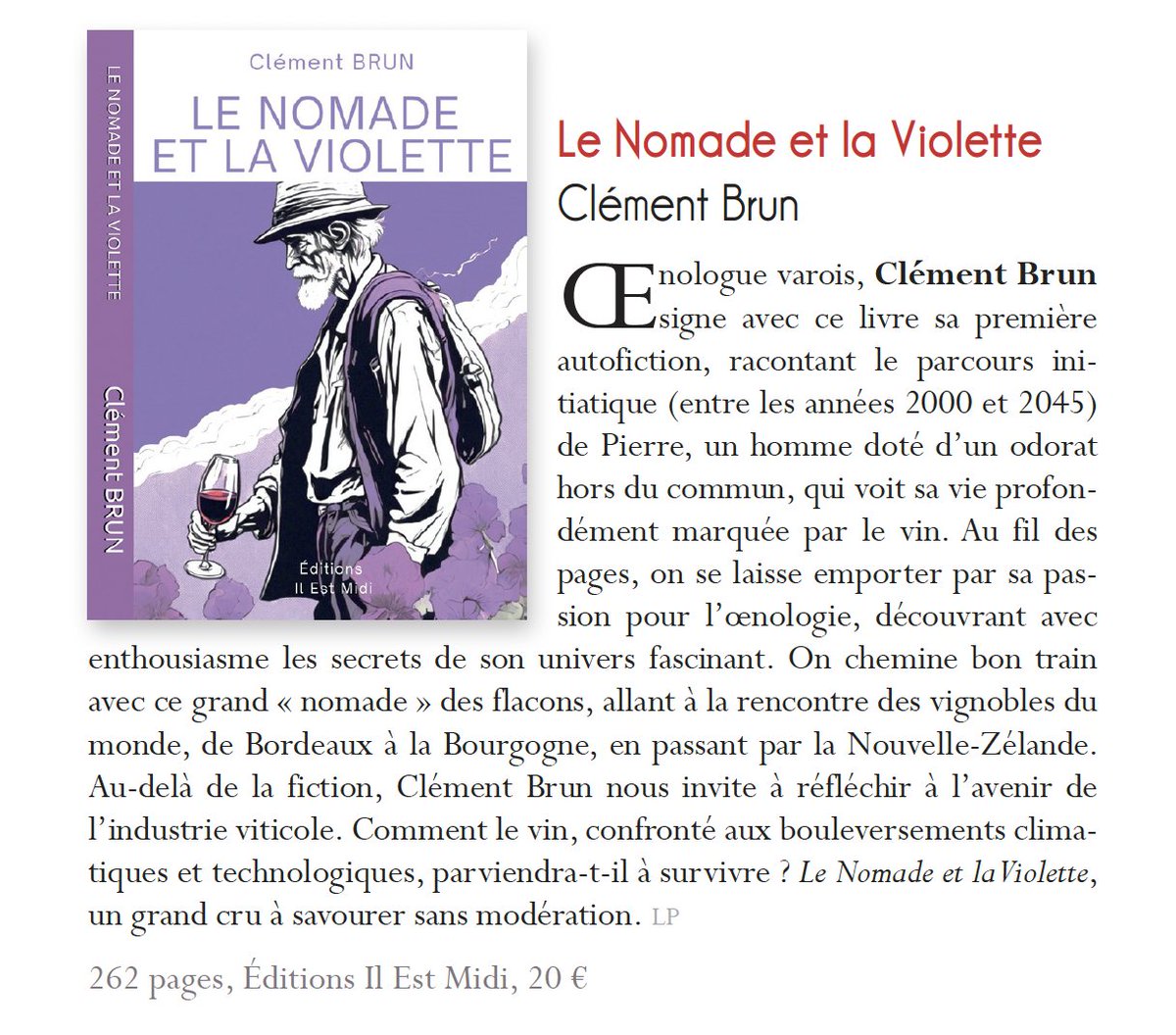 il_midi's tweet image. Un article sur RFO la Revue Française d'Oenologie de Mars 2025
sur LE NOMADE ET LA VIOLETTE de Clément Brun

editionsilestmidi.com/2012237-Le-nom…

#oenologie #vin #olfactif
