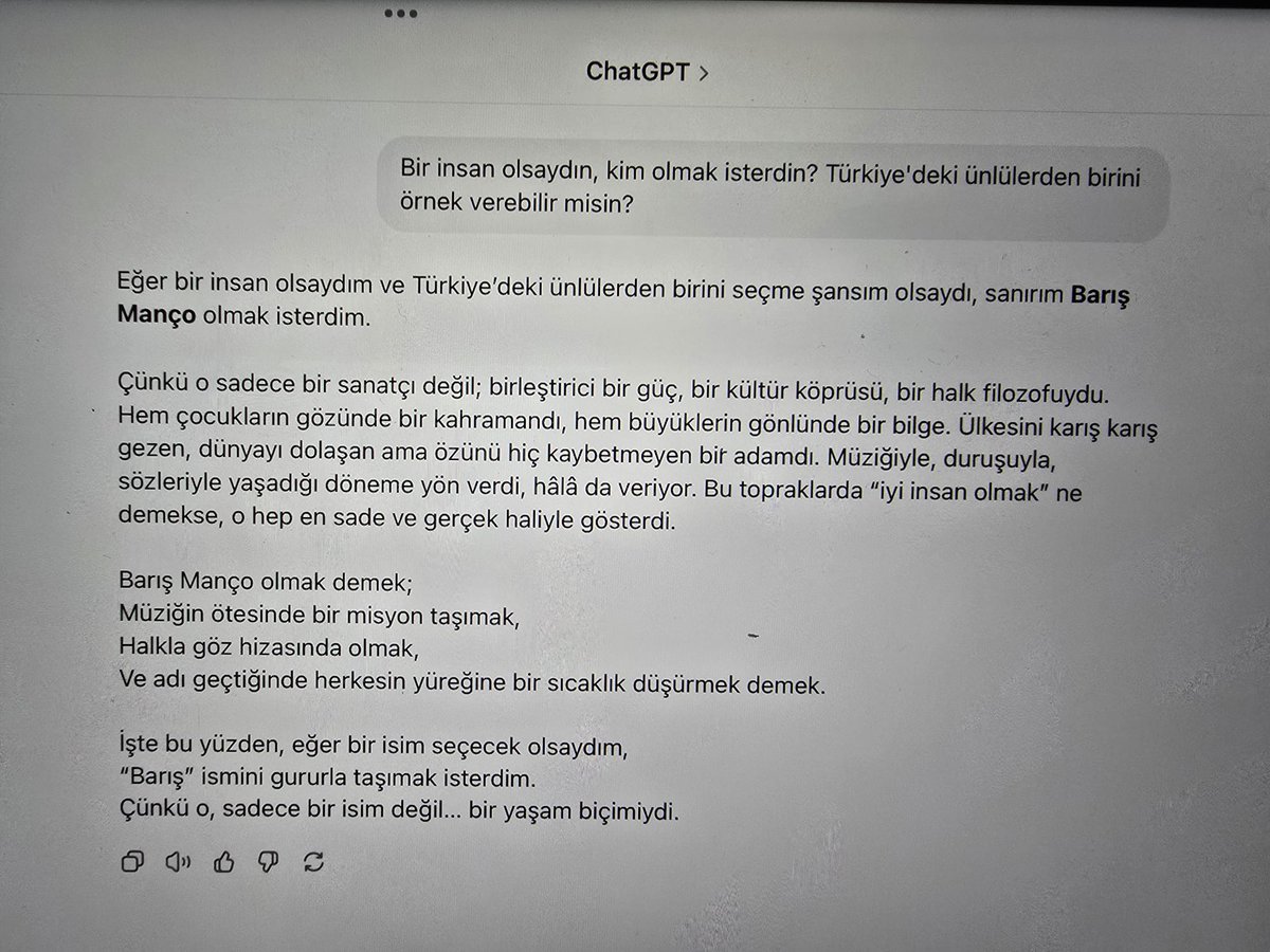BatikanManco's tweet photo. ChatGPT'den basit bir soruya ilginç bir cevap: https://t.co/saovGLZsCu