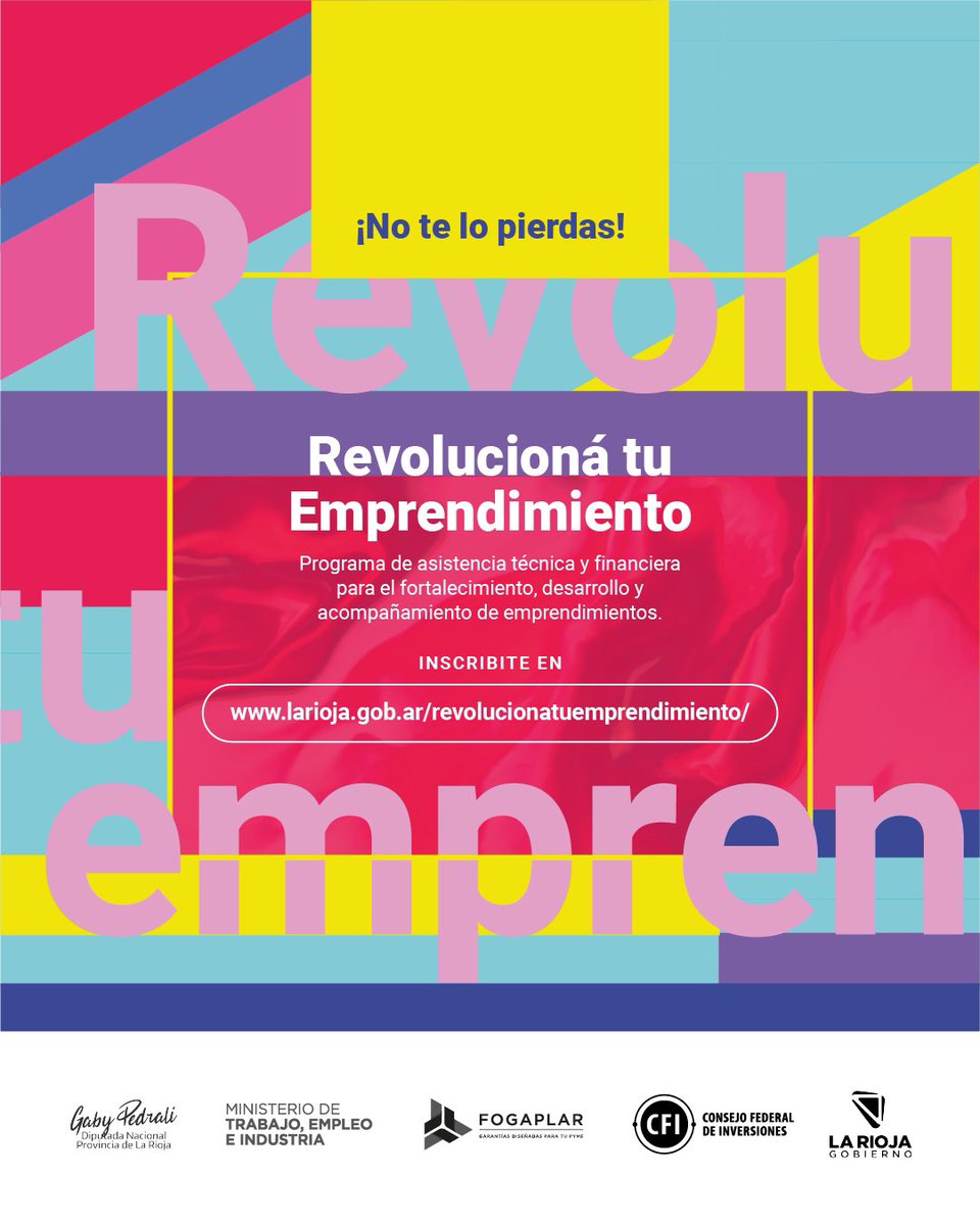 🚀Esta es tu oportunidad de hacer crecer tu emprendimiento. 

🔗Ingresá en la web larioja.gob.ar/revolucionatue… y conocé cómo llevar tu emprendimiento a otro nivel.

¡No te quedes afuera! 💥