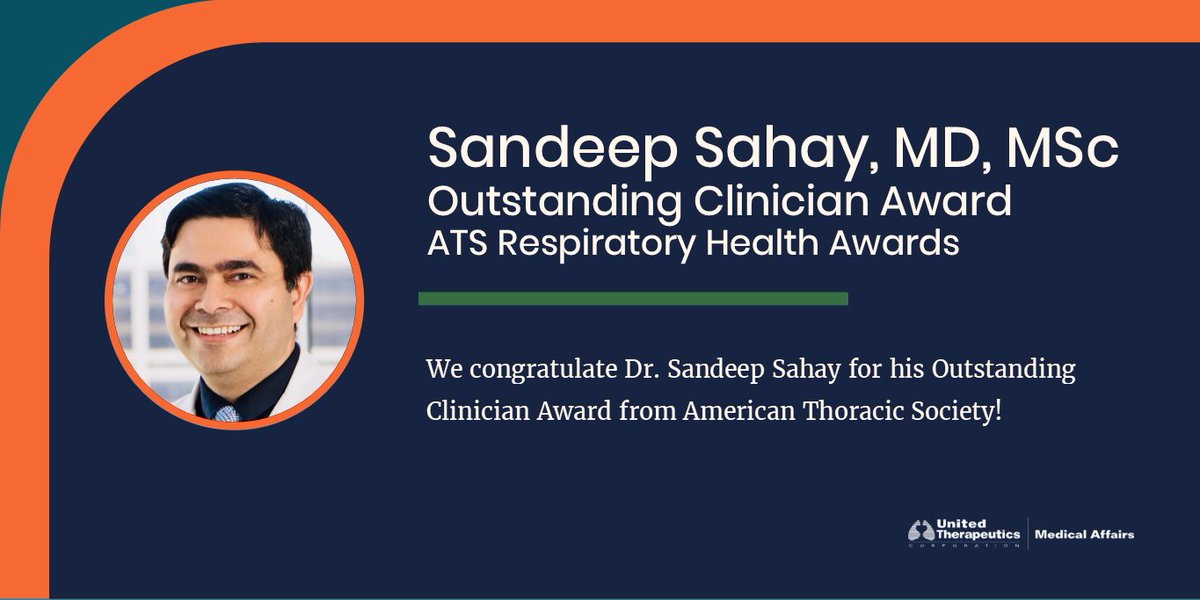 United Therapeutics Medical (@uthrmed) on Twitter photo We congratulate Dr. Sandeep Sahay (<a href="/SandeepSahayMD/">Sandeep Sahay, MD, MSc</a>) for his Outstanding Clinician Award from <a href="/atscommunity/">American Thoracic Society (ATS)</a>. Thank you for your contributions in advancing #PulmonaryHypertension and #InterstitialLungDisease research and care! site.thoracic.org/membership/awa… We congratulate Dr. Sandeep Sahay (<a href="/SandeepSahayMD/">Sandeep Sahay, MD, MSc</a>) for his Outstanding Clinician Award from <a href="/atscommunity/">American Thoracic Society (ATS)</a>. Thank you for your contributions in advancing #PulmonaryHypertension and #InterstitialLungDisease research and care! site.thoracic.org/membership/awa…