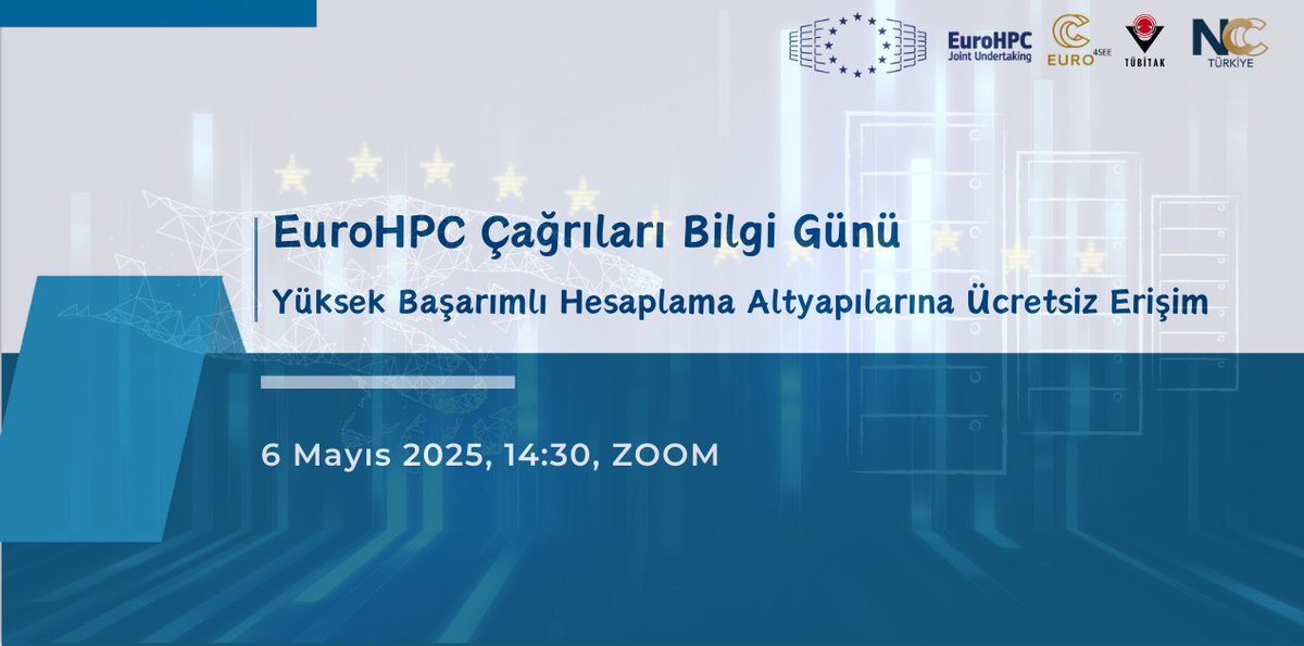 EuroCC_Turkey's tweet image. 🚀 EuroHPC Çağrıları Bilgi Günü
💻 HPC altyapılarına ücretsiz erişim fırsatları!
🔸 EuroHPC Access Calls
🔸 Türkiye için özel MareNostrum5 Pilot Erişim Çağrısı
📅 6 Mayıs 2025 | 🕙 14:30-16:00
🔗indico.truba.gov.tr/event/209/
#HPC #MN5 #MareNostrum5 #Supercomputing #FreeAccess