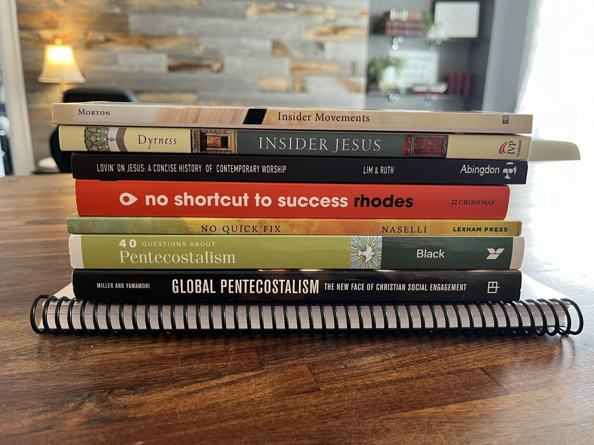 Today was “Assessing Global Movements” day in our missions internship. Each intern was assigned a different topic. (NB: the spiral bound resource at the bottom of the stack is a PhD dissertation on “The Sinner’s Prayer.”) 

Stay sharp!

🙌🏼👊🏼