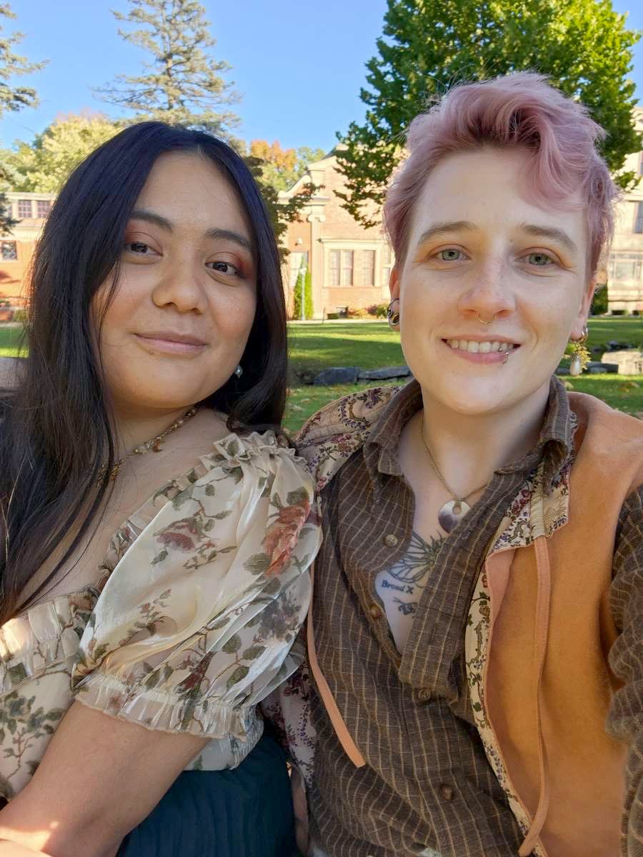 is it lesbian visibility week? here's me and my butch painting eachother for a date 🌷✨