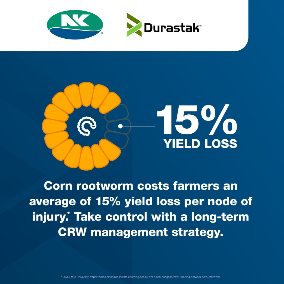 A new option for corn rootworm management will be available in NK hybrids for the 2027 season. Durastak is the industry’s first triple Bt protein stack, built to protect your roots and yields.