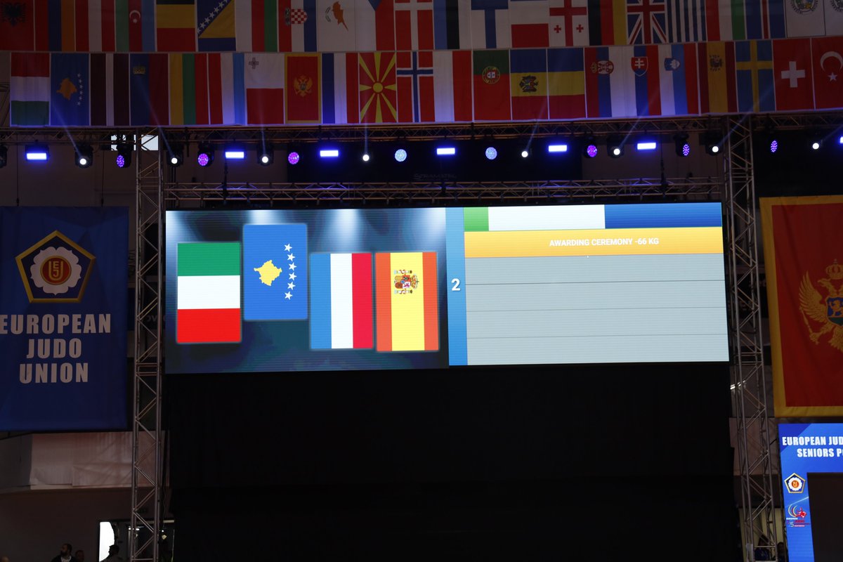 So proud of you! 🥉 Our double Olympic champion, Distria Krasniqi, is now a 3-time European judo champion! 

🇽🇰Our flag flew high during the medal ceremony in Podgorica, Montenegro. 

#JudoPodgorica2025 #KosovaJudo