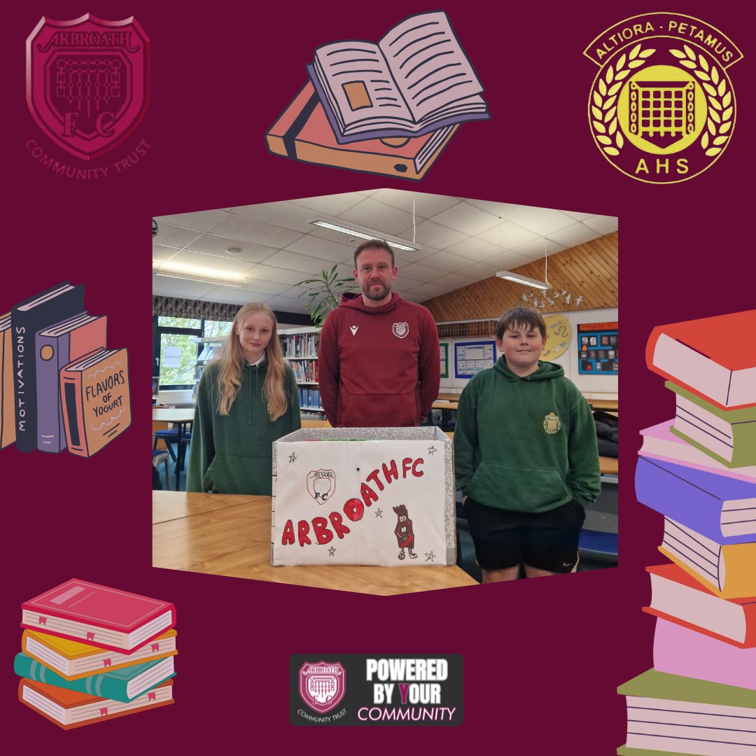 Pupils from Arbroath High School are working towards gaining Gold Level Reading School Accreditation. 

Yesterday, Reading Leaders Lauma and Eoghan shared a book box (with donated books that they had curated) with Garry Duff from Arbroath FC's Community Trust.

#ReadingisFun