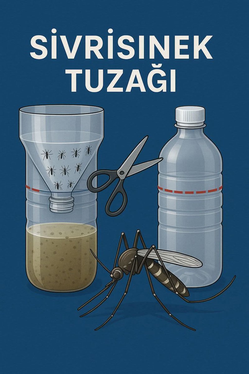 Yaza girerken aklınızda bulunsun... 
SİVRİSİNEK TUZAĞI

Sivrisinekler İçin Şişe Tuzak Karışımı

Malzemeler:

200 ml ılık su

50 gram esmer şeker (beyaz şeker de olur ama esmer daha etkilidir)

1 çay kaşığı kuru maya (veya 1/4 küp yaş maya)

Hazırlanışı: