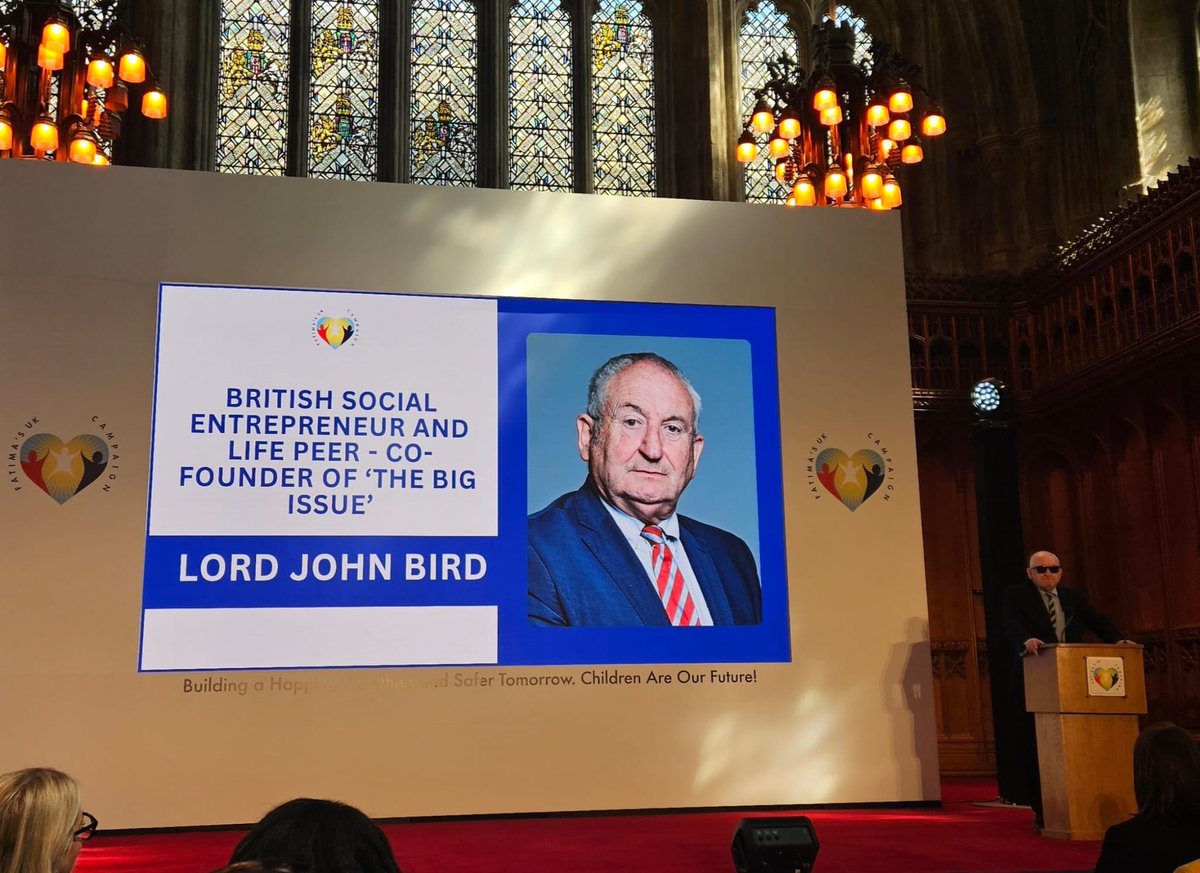 'I am told I think outside the box. That's because the box isn't working' Lord Bird, Care Experienced, founder of The Big Issue, talked at Fatima's UK Campaign   on the need for big change not tinkering at the edges.