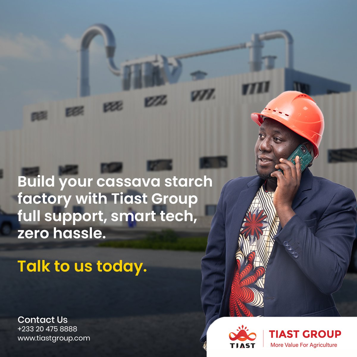 TiastGroupGH's tweet photo. Build your cassava starch factory with Tiast Group — full support, smart tech, zero hassle.
From financing to factory setup, we’ve got you covered.
📞 Call us today and let’s get started!
#CassavaStarch #TiastGroup #AgroProcessing #InvestInAfrica #FactorySetup https://t.co/GBzXXfLk3Y
