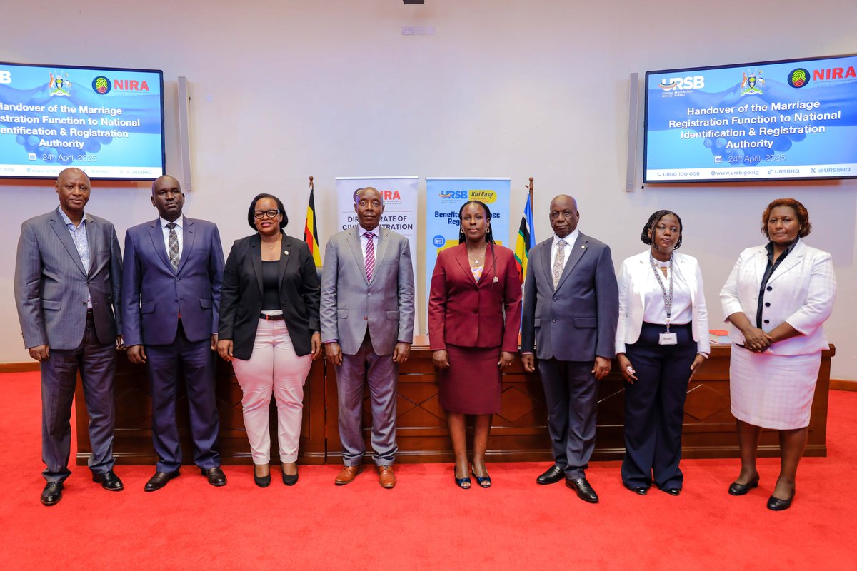 Under the Government’s Rationalization of Public Expenditure (RAPEX) programme, the Uganda Registration Services Bureau (URSB) has officially handed over the #marriage registration function to the National Identification &amp; Registration Authority (<a href="/NIRA_Ug/">NIRA</a> ).
The handover
