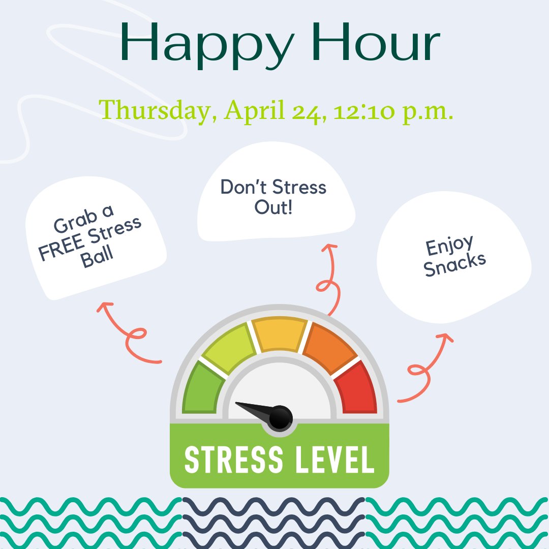 Feeling the midweek stress? Come de-stress with us during Happy Hour TODAY at 12:10 p.m. in the Davis College lobby!

✨ Grab a FREE stress ball
🍎 Enjoy some tasty snacks
💬 Chill with friends and recharge

Take a moment for you — your peace of mind deserves it. See you there!