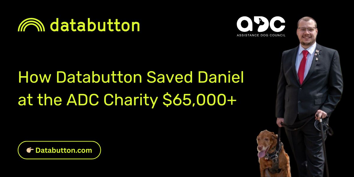 This is a untold story of how Databutton saved a UK charity $65,000+.

Meet Daniel (and his fluffy brown doggo) 👇

Daniel is the Trustee and CEO of the UK-based Assistance Dog Council. 

Earlier this year, he was in the market for a membership portal with CRM for the charity.