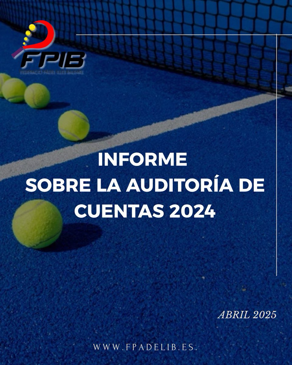 Como en los últimos 5 años, la Federación de Pádel de las Islas Baleares se ha vuelto voluntariamente a auditar las cuentas del ejercicio anterior una vez fueron aprobadas por  la asamblea general de la FPIB.

Enlace a la web 🔗 fpadelib.es/fede-es/notici…