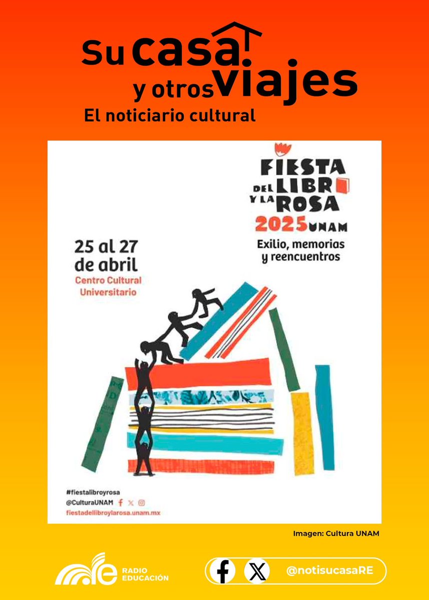 notisucasaRE's tweet photo. La Fiesta del Libro y la Rosa 2025 llega a #SuCasaYOtrosViajes 📚🌹

Prepárate para disfrutar de conversatorios, presentaciones de libros, talleres, cine, teatro y mucho más. Conoce los detalles en el noticiario cultural de la radio mexicana 🎙

⌚ 9 h 
📻 1060 AM y 96.5 FM #CDMX https://t.co/UcAr4B6Mvb