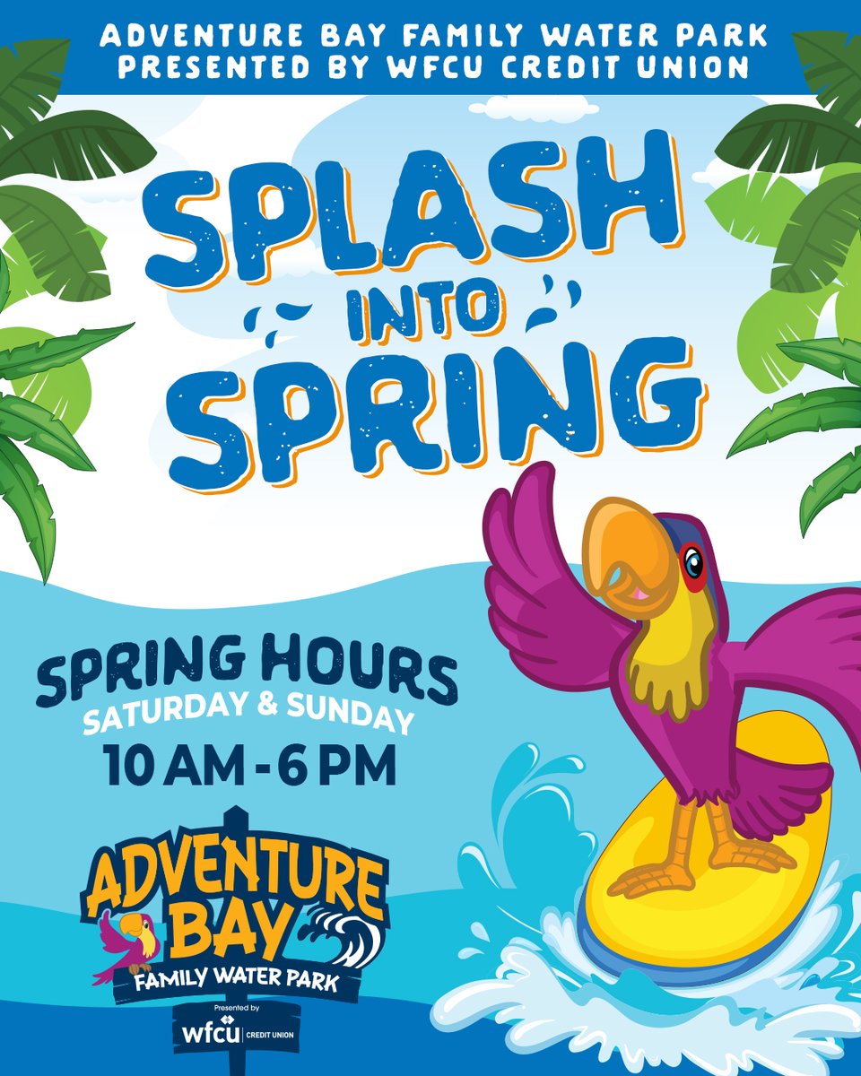 Spring into Splash season!
The weather might be warming up, but the real fun is always indoors with us! Grab your swimsuits and head to Adventure Bay where it's always warm. Plan your visit now.