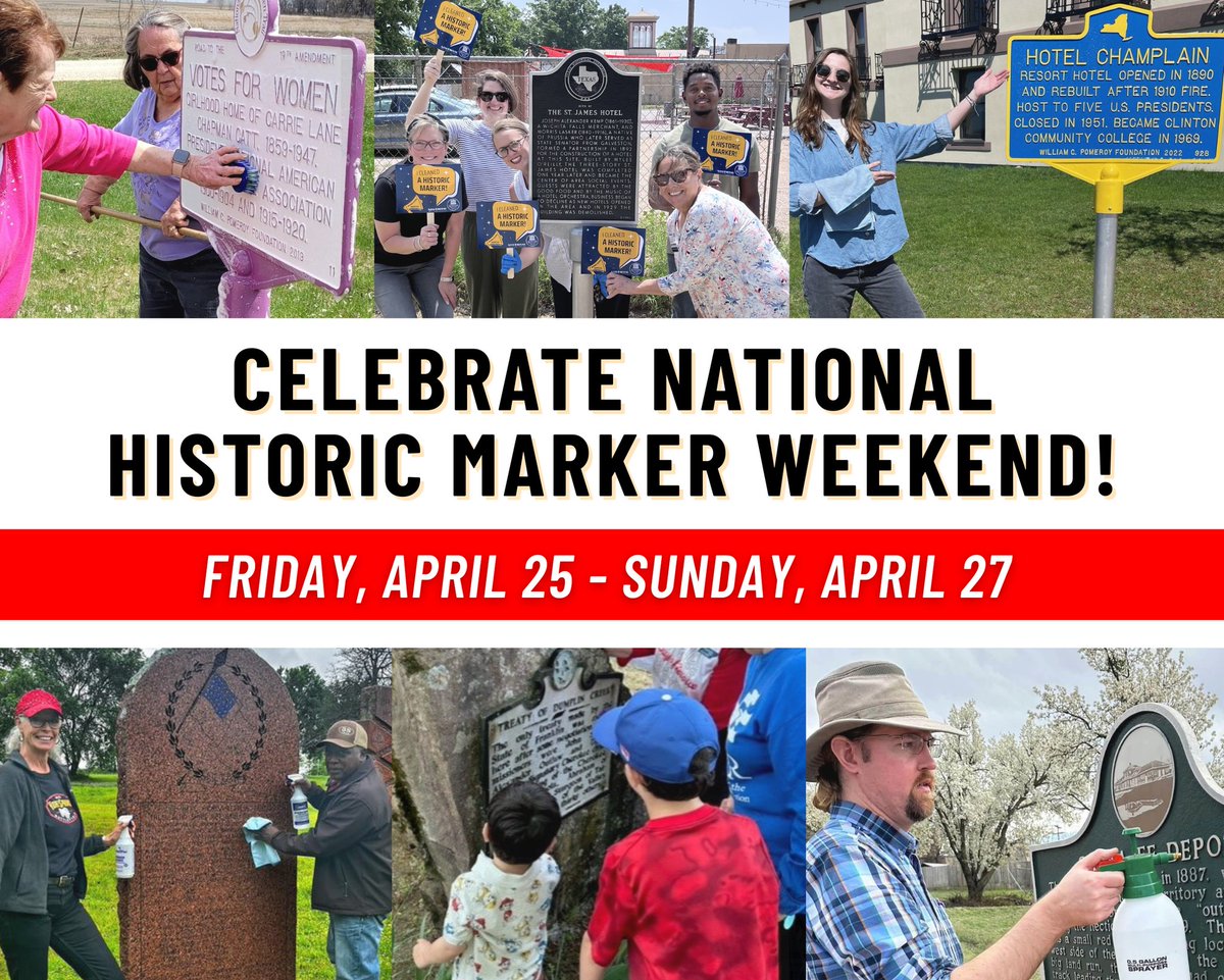 Looking for a fun activity this weekend? Participate in our Marker Weekend Photo Challenge for the chance to receive a special giveaway! Learn more and sign up to volunteer: tinyurl.com/yc7629nv #NationalHistoricMarkerWeekend #MarkerWeekend2025