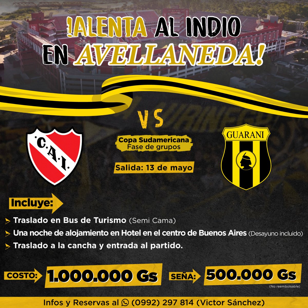 Para quién esté interesado, una opción para ir a Avellaneda 💪🏼🟡⚫🟡