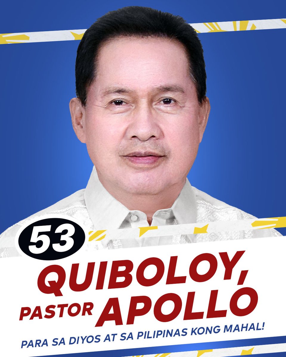 pdplabanph's tweet photo. Maglilingkod para sa Diyos at sa Pilipinas nating mahal.
β53 sa balota
QUIBOLOY, APOLLO https://t.co/kEnO3lBJfP