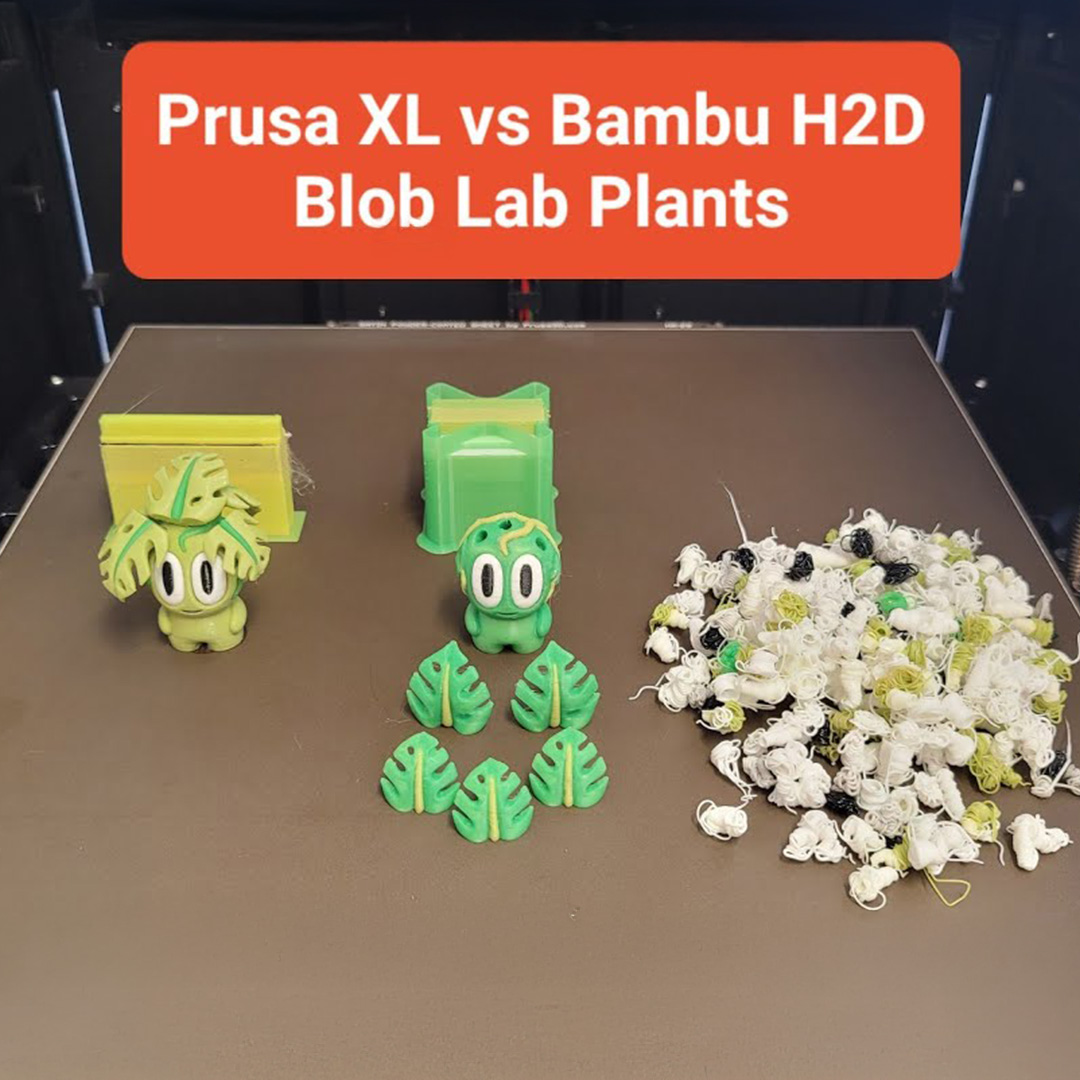 Curious how the Original Prusa XL stacks up against its competition? ✨
👉 youtu.be/nYl7Un6rsCc
In her video, TADA 3D Printing shows the Original Prusa XL finishing color-heavy Blob Lab Plant in 2 h 37 m — almost three times faster than its rival with just 17 g of purge waste,