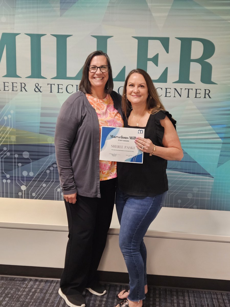 Congrats to our April Marvelous Miller staff member, our counselor's secretary Mrs. Paske! Her dedication &amp; kindness to students, parents &amp; staff is commendable. Her warm, welcoming demeanor quickly puts everyone at ease &amp; she is always willing to help out in any way she can.