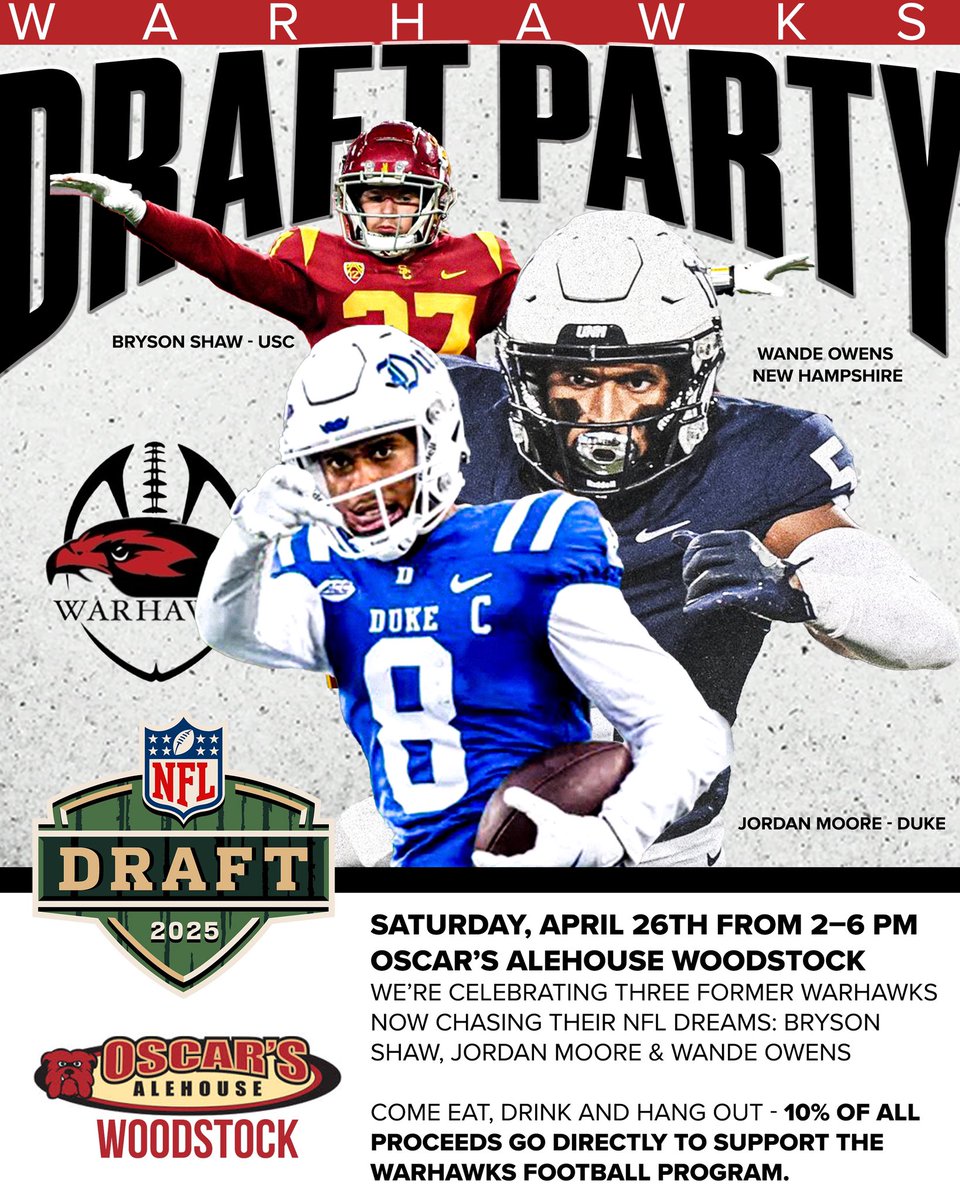 Big weekend starts tonight. Congrats to these 3 Warhawks who came up through our youth program and to our own GHS alum, 2x POY, Hoco All Time Rushing Leader- Wande Owens!