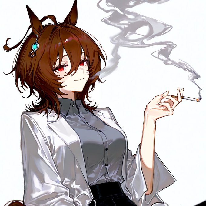 一服する「所長」 