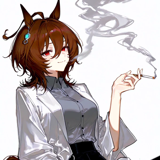 一服する「所長」 