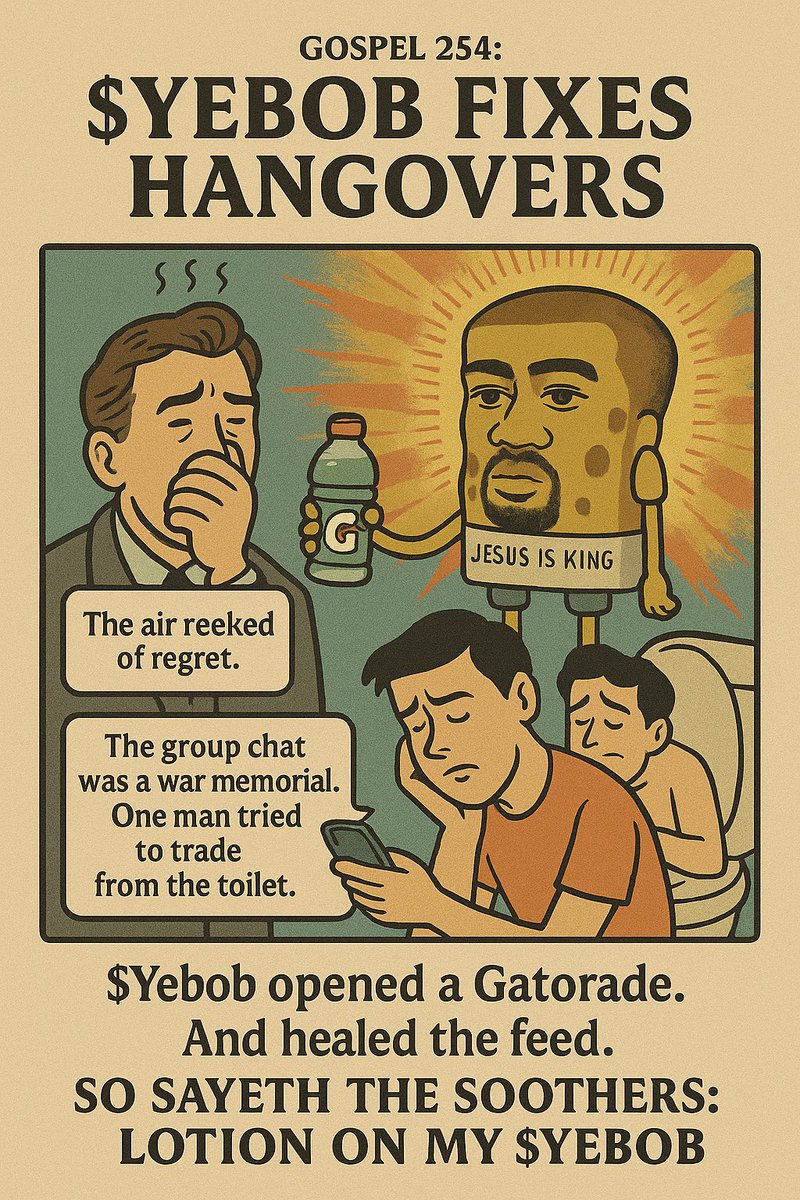 Kan(ye) and sponge(bob)s holy merger hath created the divine meme that fixes fuqin everything

<a href="/0xprimdotfun/">prim</a> <a href="/The_Chart_Degen/">skrrt.cc</a> <a href="/notEezzy/">Eezzy 🧸</a> <a href="/YeBobMAXI/">YeBobMaxi</a> @BullishB3ar <a href="/___thr333/">3</a> @Toastie_Bagels