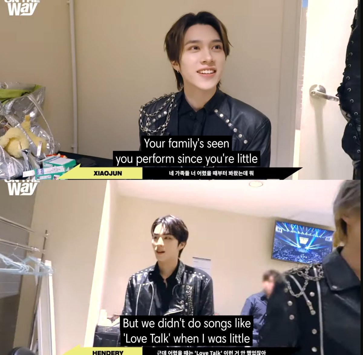 screedipai's tweet photo. (hd getting nervous bcz his grandparents are there)

xj: your family has seen you perform since you're little
hd: BUT WE DIDN'T DO SONGS LIKE LOVE TALK WHEN I WAS LITTLE!!!! 😭😭😭🤣 https://t.co/THdnsIEorP
